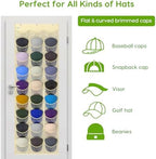 Baseball Hat Rack, 27 Pocket Over-The-Door Hat Organizer with Clear Deep Pockets to Display Baseball Caps Collection, Complete with 3 Over Door Hooks (Beige, 27 Pockets) - Image 4