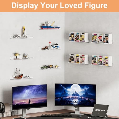 upsimples 8 Pcs 15" Acrylic Shelves for Wall Display and Storage, Clear - Image 6