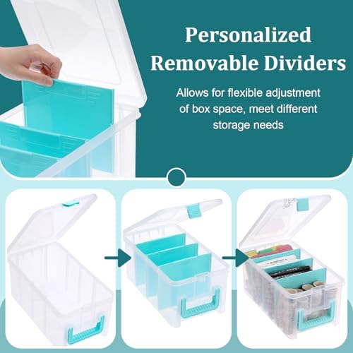 BTSKY Clear Plastic Dividing Storage Box with 4 Deep Compartment Sewing Box - Image 4