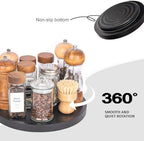 Wood Lazy Susan Organizer Kitchen Turntable for Cabinet Farmhouse Bathroom Decor Round Decorative Tray for Vanity, Counter, Sink, Coffee Table, 10 Inch, Black - Image 4