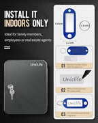 Uniclife 48-Key Steel Key Cabinet with 2 Unlocking Keys Wall Mounted Key Organizer Black Frosted Security Box with Hooks and Key Tag Labels Identifiers in 9 Assorted Colors - Image 7