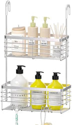 DELLAN Hanging Shower Caddy, 2-Tier Shower Rack with Hooks Over the Door by DELLAN