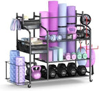 Mythinglogic Home Gym Storage Rack with Wheels for Dumbbells and Yoga Mats by Mythinglogic