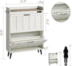 ChooChoo Shoe Storage Cabinet with 2 Flip Drawers for Entryway - Image 3