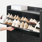 MAHANCRIS Shoe Storage Cabinet, Shoe Organizer with 2 Flip Drawers, Hidden Shoe Storage for Entryway, Freestanding Shoe Cabinet Organizer with Open Storages, Black SHHB9401 - Image 4