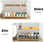 Shoe Slots Organizer, Clear Shoe Stacker, Adjustable Level Shoe Rack,Storage Space Saver for Sneakers Display (Grey Transparent, 16Pack) - Image 3