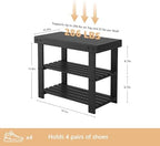 Sweetcrispy 3-Tier Shoe Rack Bench for Entryway, 19 Inches, Black - Image 3