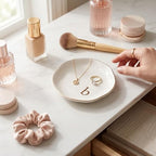 Ceramic Jewelry Tray, White Initial B Personalized Jewelry Dish - Image 4