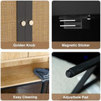 FiveWillowise Rattan Toilet Storage Cabinet, Over The Rack Wood Cabinet with Metal Stand, Bathroom Organizer with Adjustable Shelf, Tall Freestanding Washer Shelf, Small Cupboard, Black - Image 5