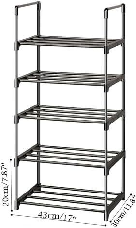 OYREL Shoe Rack, Sturdy Metal 5 Tier Narrow Shoes Organizer - Image 3