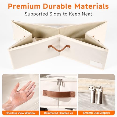 6 Inches Under Bed Storage with Wheels Pack of 2, Underbed Shoe Storage Container Bin with Clear Lid Cover, Rolling Under Bed Drawer Storage Bag Basket for Shoe Organizer Sheet Sweater - White - Image 4
