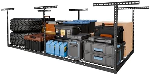 FLEXIMOUNTS 4x8 Overhead Garage Ceiling Storage Rack Adjustable, Hammertone by FLEXIMOUNTS