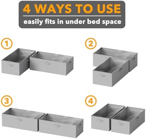 SpaceAid 2 Pack 10" High Under Bed Storage Containers, Large Underbed Storage Organizer Bins with Lids for Bedroom, Dorm, Clothes, Closet Organization, Bed Sheets and Blankets (Gray) - Image 6