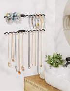 NiHome Wall Mounted Metal Jewelry Organizer Racks for Necklaces, Earrings, Bracelets, Rings, Decorative Display Wave Design Storage Holders for Bedroom, Bathroom, Kitchen, Entryway (4-Pack, Black) - Image 2