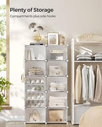 SONGMICS Shoe Rack, 10-Tier with Doors, 40-Pair Storage Cabinet | Shoe Organizer, Steel Frame, Plastic Panel, Bedroom, Entryway, Cloud White and Transparent, DAMION Collection ULPC035W01 - Image 4