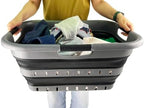 SAMMART Collapsible 3 Handled Plastic Laundry Basket - Foldable Pop Up Storage Container/Organizer - Portable Basket - Space Saving Hamper/Basket (Grey/Black, 3 handled rectangular) - Image 7