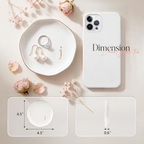 Ceramic Jewelry Tray, White Initial J Personalized Jewelry Dish - Image 2