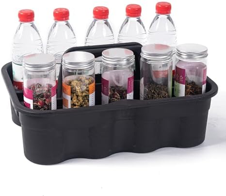 Matthew Large Plastic Tote Tool & Deluxe Supply Cleaning Caddy with Handle Portable Shower Basket Storage Caddy for Cleaning Products Organizer,Take-Out Coffee/Soft Drink,Bath Multi Use - Black - Image 3