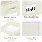 Aokeyee Hat Organizer for Baseball Caps - 2PCS Stackable Storage with Clear Window Lid, Flip-Top Access, Space-Saving Hat Box for Closet, Breathable Fabric (beige) - Image 4