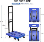 SPACEKEEPER Folding Hand Truck, 500 LB Heavy Duty Luggage Cart, Blue - Image 2