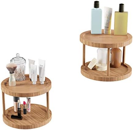 Classic Cuisine Lazy Susan – All-Natural Bamboo Round Two Tier Turntable Kitchen, Pantry and Vanity Organizer and Display with 10 Inch Diameter - Image 5