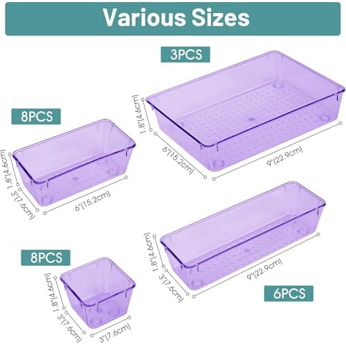 25 PCS Plastic Drawer Organizer Set, Makeup Organizers and Storage Bins - Image 2
