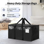 16 Pack Extra Large Clothes Storage Bins with Lids, Moving Bags, Black | Storage Bags with Reinforced Handles & Heavy-Duty Zippers, Moving Boxes Totes for Clothes Packing, Dorms, College Supplies - Image 4