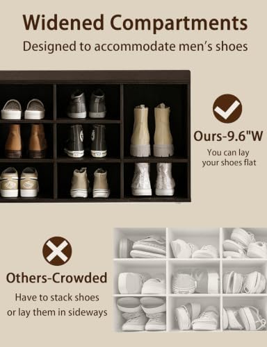DINZI LVJ Shoe Storage Bench with Cushion, 15-Cubby Shoe Rack with Seat - Image 5