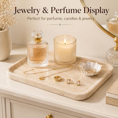 Beige Travertine Vanity Tray for Jewelry 9.84 in - Image 7