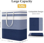 StorageRight Laundry Basket Hamper, 125L Collapsible Clothes Storage, Blue - Image 2