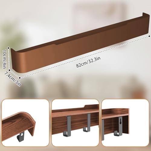 Wall Mounted Coat Rack with Shelf, Wooden Entryway Organizer with Hidden Metal Hooks for Hanging Coats Bags Keys, Modern Floating Shelf for Hallway Bathroom - Image 3