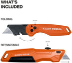 Klein Tools 44312 2-Piece Folding Utility Knife and Slide-Out Knife Set, FLICKBLADE, Retractable with On-Tool Blade Storage, Includes 5 Blades - Image 2