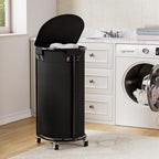 Laundry Hamper with Wheels and Lid, 100L Half Round Rolling Laundry Basket - Image 7
