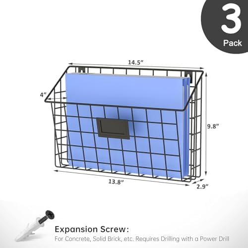 X-cosrack 3-Tier Detachable Hanging Wall Files, Wall Mounted Mail Basket - Image 3