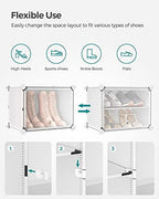 SONGMICS Shoe Rack, 10-Tier with Doors, 40-Pair Storage Cabinet | Shoe Organizer, Steel Frame, Plastic Panel, Bedroom, Entryway, Cloud White and Transparent, DAMION Collection ULPC035W01 - Image 6