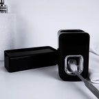5 Slots Wall Mount Toothbrush Holder with Cover, Self Adhesive Toothbrush Storage Organizer for Shower, Toothbrush Hanger with Automatic Toothpaste Squeezer Dispenser(Black) - Image 6