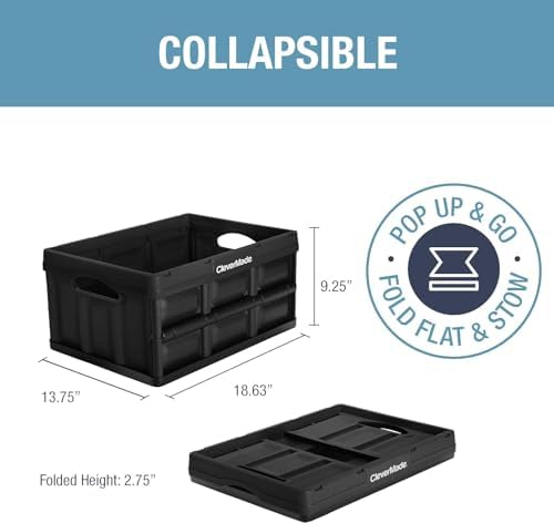 CleverMade Collapsible Storage Bins, 32L 3 Pack, 66 lb Stackable, Obsidian - Image 2