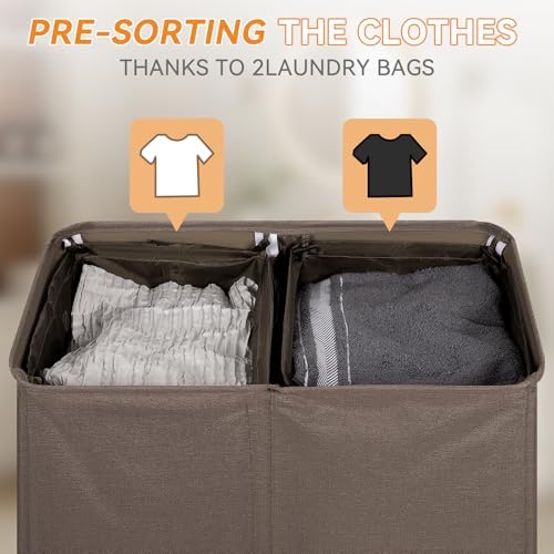 Chrislley Double Laundry Hamper with Lid, 140L Laundry Basket 2 Section - Image 5