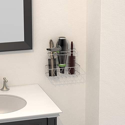 Simple Houseware Cabinet Door/Wall Mount Hair Dryer Tools Organizer, Chrome - Image 3