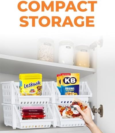 Small Stackable Storage Bins Open Front for Pantry Storage, 12 Pack - White - Image 6