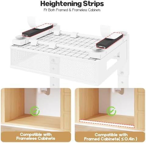 2 Packs 19IN Depth Under Sink Organizer, 2-Tier Pull Out Cabinet Organizer With Smooth Circular Rail, Large Capacity Metal Mesh Sliding Drawers For Bathroom& Kitchen Storage,Height Adjustable –White - Image 4
