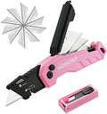 WORKPRO Folding Utility Knife, Quick Change Box Cutter, Pink Ribbon by WORKPRO