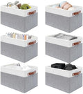 SNWDN 6 Pack Collapsible Fabric Storage Baskets with Handles (White/Grey 15''Lx10.2''Wx9''H) by Unknown
