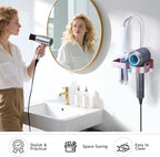 Hair Dryer Holder Wall Mounted, Hair Straightener Holder, Blow Dryer Holder Adhesive, Hair Tool Organizer for Flat Iron, Hairdryer, Curling Iron Holder for Bathroom Vanity Barber Shop (Rose Gold) - Image 7