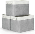 Bidtakay Large Storage Baskets for Organizing 3-Pack Fabric Closet Organizers Storage Bins with Handles 16x11.8x11.8 In Collapsible Baskets for Shelves Cloth Home Organization L-White&Grey by BidtakayBaskets