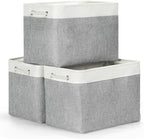 Bidtakay Large Storage Baskets for Organizing 3-Pack Fabric Closet Organizers Storage Bins with Handles 16x11.8x11.8 In Collapsible Baskets for Shelves Cloth Home Organization L-White&Grey by BidtakayBaskets