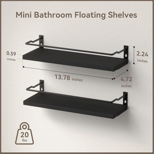 RICHER HOUSE Floating Shelves Bathroom, Small Wall Shelf Over Toilet 2 Set - Image 3