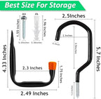 12 Pcs Heavy Duty Garage Bike Storage and Utility Hooks-5.7" & 4.5" - Image 3