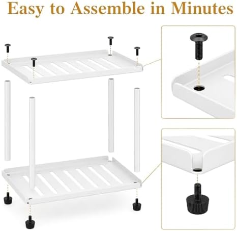 2 Tier Bathroom Counter Organizer, Rectangular Vanity Organizer Shelf, Skincare and Makeup Countertop Storage Rack for Kitchen, Bathroom, Bedroom,White - Image 5