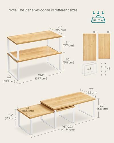 SONGMICS Cabinet Organizer Shelf, Set of 4 Spice Rack, Kitchen Storage - Image 2